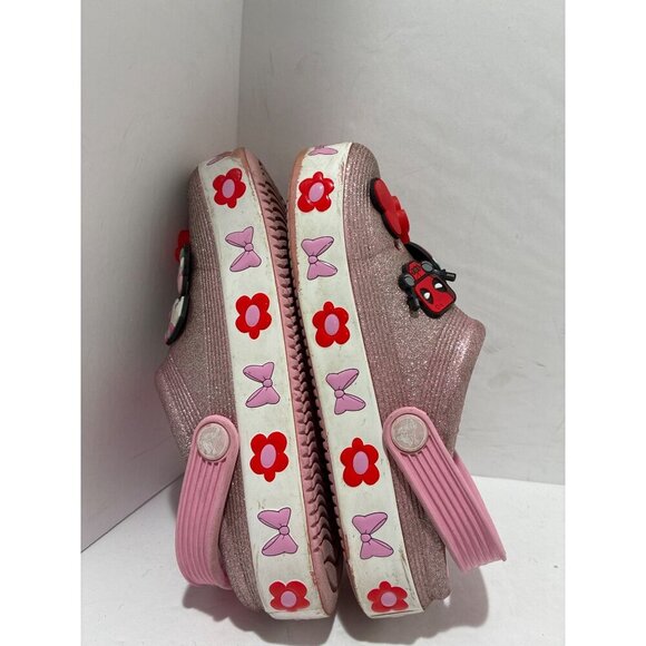 Disney Pink Glitter Light Up Minnie Mouse Crocs Girls size 1 - Picture 4 of 9